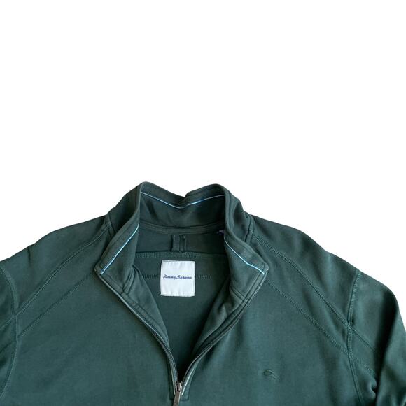 TOMMY BAHAMA Men's Quarter Zip Sweater Long Sleeve Pima Cotton Green Size XXL - Picture 5 of 16